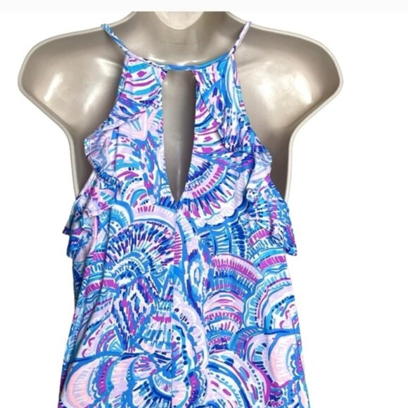 Lilly Pulitzer Billi dress Ruffle Happy As a Clam Sz.XS sleeveless Flowy Blue - Picture 4 of 8